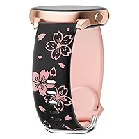 Two-Tone Flower Engraved Bands Compatible with Samsung Galaxy Watch 6/5/4 Band 40mm 44mm, Galaxy Watch 5 Pro 45mm/Watch 6/4 Classic/Active 2,Galaxy Watch 3,20mm Soft Silicone Sport Strap Women
