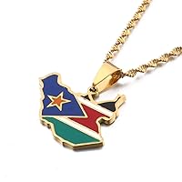 Stainless Steel South Sudan Map African Jewelry For Women Men Necklace Pendant