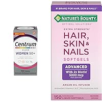 Silver Women's Multivitamin for Women 50 Plus, Multivitamin/Multimineral Supplement & Nature's Bounty Advanced Hair, Skin & Nails, Argan-Infused Vitamin Supplement with Biotin