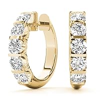 1 Carat TW Natural Channel Set Diamond Hoop Earrings in 14K Yellow Gold