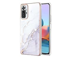 for Xiaomi Redmi Note 11 10 S Pro Max 4G 5G Case, Fashion Slim Luxurious Marbling PC+TPU Phone Case, Bezel Heightened Design Shockproof Protector Cover(White,Note 11 4G)