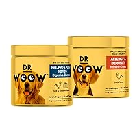 Probiotics for Dogs + Allergy Support Soft Chew Supplement Bundle - Prebiotics, Digestive Enzymes, Salmon Oil & Omega 3 Fish Oil, Itch Relief for Dogs, hot Spots and Postbiotic for Dogs
