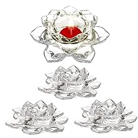 GOLDEAL 4Pcs Lotus Candle Holders, Tealight Tea Light Candle Holders, Votive Candle Holders Bulk, Clear Glass Candle Holder for Table Centerpiece, Wedding, Party, Home Decor(4 PCS)