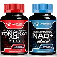 NAD Supplement, 1500mg - Liposomal NAD+ Supplement with Resveratrol, Nad Plus Boosting Supplement │Tongkat Ali for Men - 1500mg - Fadogia Agrestis Tongkat Ali Capsules - Boost Performance and Muscle S