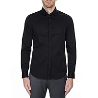 A｜X ARMANI EXCHANGE Men's Long Sleeve Stretch Cotton-Satin Button Up