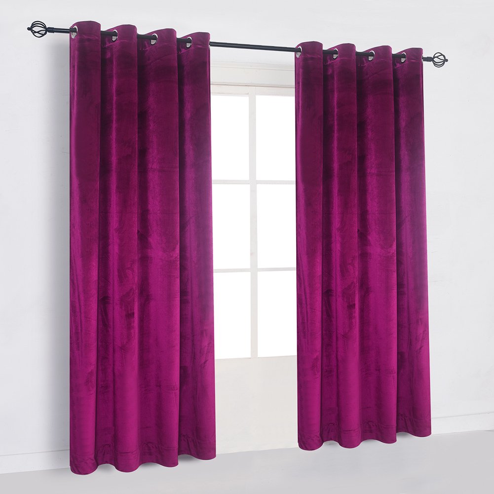 Cherry Home Super Soft Luxury Velvet Fushcia Room Darkening Light Blocking Drapes Curtain Panel Drapery 52 inch Wide by 72 inch Length with Grommet...