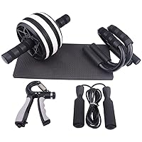 MADALIAN AB Wheel Roller Kit with Push-Up Bar Jump Rope Hand Gripper Portable Equipment for Home Exercise Muscle Strength Fitness Train