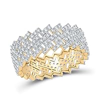 The Diamond Deal 10kt Yellow Gold Mens Round Diamond Eternity Band Ring 1-5/8 Cttw