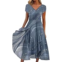 XJYIOEWT Maxi Dresses for Women 2024 Casual Rayon, Women's Dress Casual Fashion Knitted Patchwork Women's Dress Summer