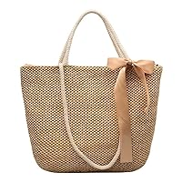 Straw Beach Bag for Women Jute Handbag Handmade Woven Tote Bag