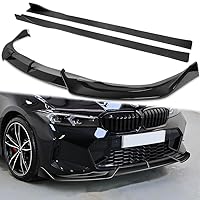 9PCS Front Bumper Lip & Side Skirt Extensions Diffuser Compatible with BMW G20 3-Series 330e 330i M340i 320i M-Sport Only 2023-2024, Front Lip Spoiler Splitter ABS (Painted Black)