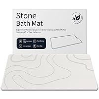 Stone Bath Mat Diatomaceous Earth Shower Mat Stone Super Absorbent Diatomite Stone Bath Mats for Bathroom Quick-Drying Non-Slip Barhroom Floor Mat, Easy to Clean (24 * 16'')