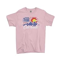Threadrock Kids Colorado Mountains American Flag Youth T-Shirt