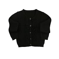 RuffleButts® Baby/Toddler Girls Ruffled Long Sleeve Cardigan Button-Up Sweater