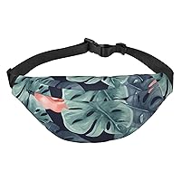 Watercolor monstera pattern Fanny Pack for Men Women Crossbody Bags Fashion Waist Bag Chest Bag Adjustable Belt Bag