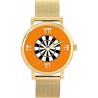 Orange Roman Numerals Dartboard Watch Ladies 38mm Case 3atm Water Resistant Custom Designed Quartz Movement Luxury Fashionable