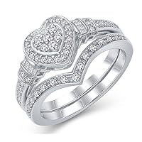0.33 Cttw Composite Diamond Heart Bridal Set in Sterling Silver (I-J/I3)