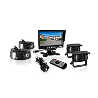 PLCMTR72 Weatherproof Rearview Backup Camera and Monitor Video System for Bus, Truck, Trailer and Van (2 Cams, 7'' Monitor, Dual DC 12-24V), Black
