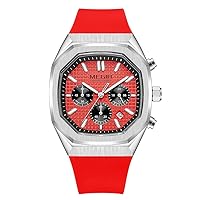 MEGIR Military Sport Quartz Watch for Men Fashion Chronograph Wrist Watch with Luminous Hands Silicone Strap Date 24 Hours Octagonal Case