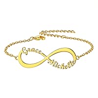 Custom Name Ankle Bracelets for Women Girls Infinity Anklet with 1 2 3 4 Names Stainless Steel/18K Gold Plated 6.5'' to 10.5'' Length Personalized Foot Jewelry Gift for Her, Send Gift Box