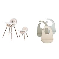 PandaEar 3-in-1 High Chairs for Babies Toddlers & 3 Pack Waterproof Silicone Baby Bibs