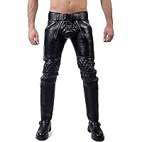 Men's Padded Real Cowhide Leather Jeans Pant