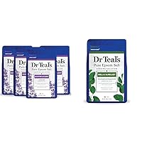 Dr Teal's Pure Epsom Salt, Soothe & Sleep with Lavender, 3 lb (Pack of 4) (Packaging May Vary) & Salt Soak with Pure Epsom Salt, Relax & Relief with Eucalyptus & Spearmint, 3 lbs