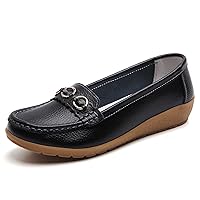Women’s Ballet Flat Shoes Womens Comfort Walking Flat Loafer Slip On Leather Loafer Comfortable Flat Shoes Outdoor Driving Women Casual Flat Shoes