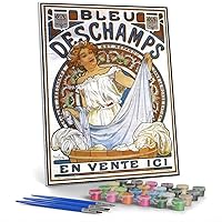 DIY Painting Kits for Adults Bleu Deschamps Painting by Alphonse Mucha Arts Craft for Home Wall Decor