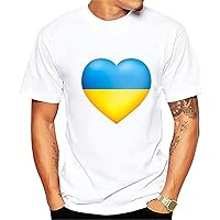Ukrainian T-Shirt Mens Casual Short Sleeve Comfort Soft Ukraine Flag Badge T Shirt Cotton Crew Undershirt