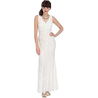 Lace Sleeveless Mermaid Holiday Party Maxi Prom Dress, 4X, Ivory