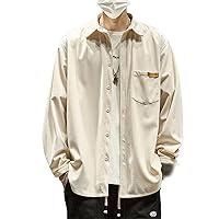 Autumn Long Sleeve Corduroy Shirts for Men Plain Vintage Cargo Shirt Loose Streetwear Blouses
