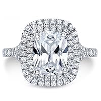 Riya Gems 3.50 CT Cushion Moissanite Engagement Ring Wedding Eternity Band Vintage Solitaire Halo Silver Jewelry Anniversary Promise Ring Gift