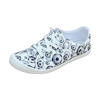 Fashion Sneakers for Women Slip-On Canvas Low Cut Shoes for Women Christmas Print Comfort Classic Flat Shoes for Women