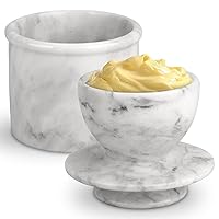 Butter Crock with Lid, Soft Spreadable Butter Bell, Marble French Butter Keeper to Leave On Counter, Butter Dish, Home and Kitchen Decor for Countertop