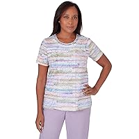 Alfred Dunner Women's Garden Party Watercolor Biadere Top