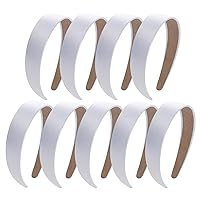 9 Pieces Hard Headbands 1 Inch Wide Non-slip Ribbon Hairband for Women Girl (white)