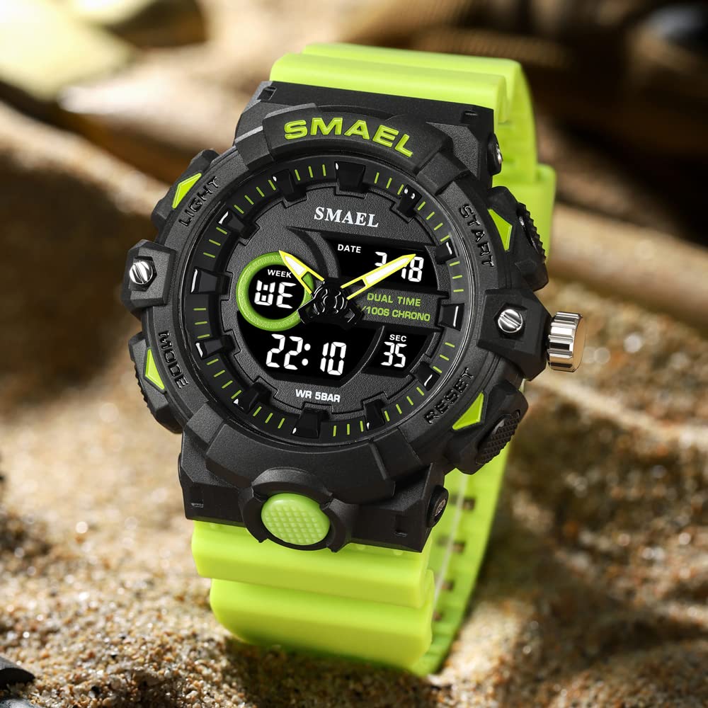SMAEL New Sport Watch for Man Dual Time Watch for Men Shock Resistant LED Digital Watch Military 8081 Quality Mens Sports Watches