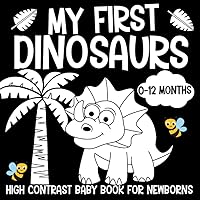 My First Dinosaurs High Contrast Baby Book for Newborns 0-12 Months: Black and White Dinosaurs Themed Pictures to Develop Your Babies Eyesight (Babies Visual Stimulation Book)