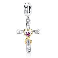 Cross Charm with God All Things are Possible Religious Dangle Bead Fits Pandora Bracelets