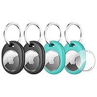 Syncwire Case for AirTag [4 Pack], Full Protective AirTag Holder with 304 Stainless Steel Keyring [Scratch-Resistant] [Anti-Lost] Soft TPU Itag Cover for Keys, Luggage, Bag, Pet Collars -Black+Green