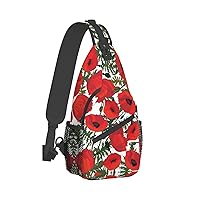 Flower Pattern Print Crossbody Backpack Shoulder Bag Cross Chest Bag For Travel, Hiking Gym Tactical Use