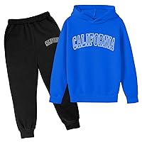 Boys Tracksuit Pullover Hoodie Jogging Pants Set 2 Pieces Sweatsuit letter printed pullover hoodie & black sweatpants