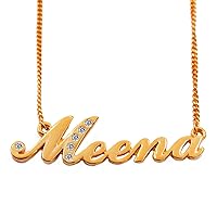Meena Name Necklace 18K Gold Plated Personalized Dainty Necklace - Jewelry Gift Women, Girlfriend, Mother, Sister, Friend, Gift Bag & Box