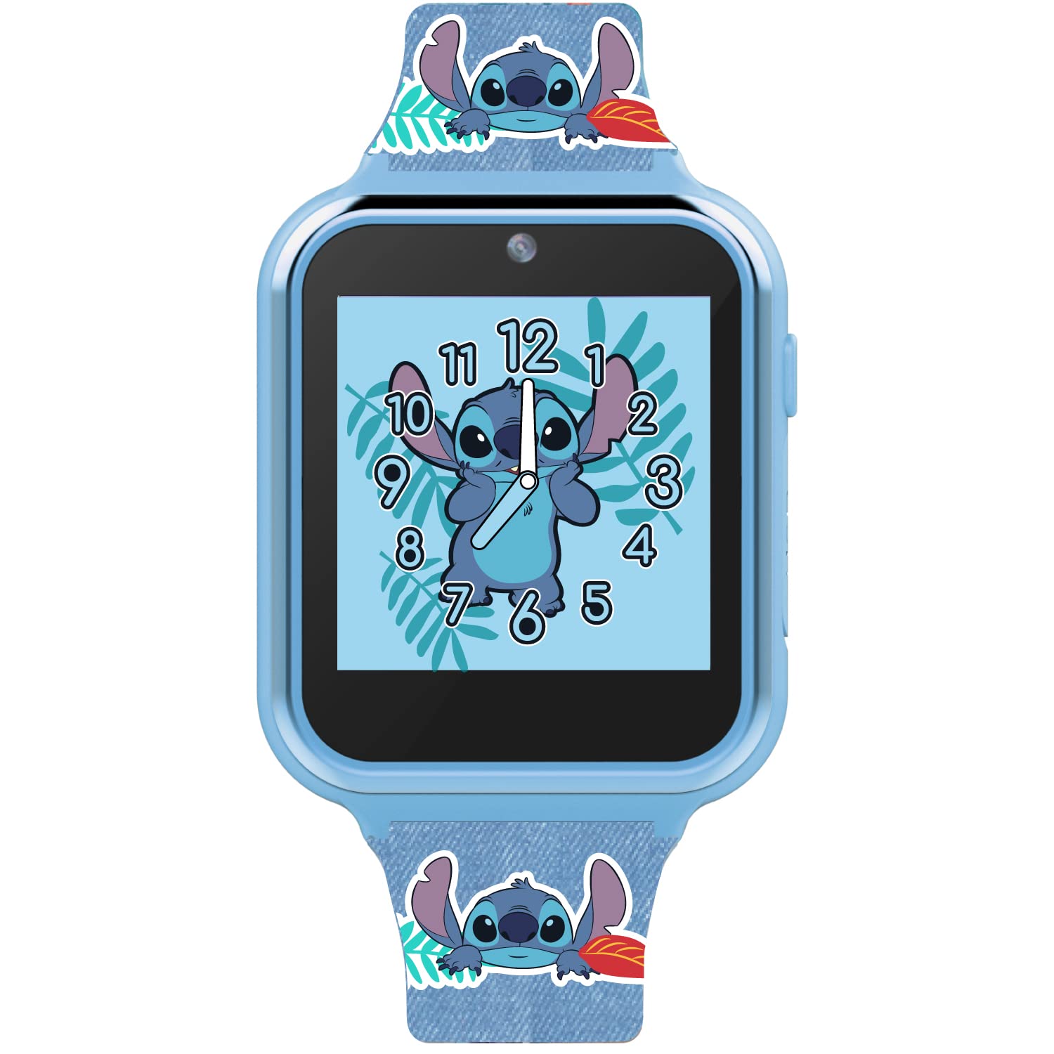 Accutime Kids Disney Lilo & Stitch Blue Educational Learning Touchscreen Smart Watch Toy for Girls, Boys, Toddlers - Selfie Cam, Learning Games, Alarm, Calculator, Pedometer & More (Model: LAS4024AZ)