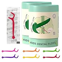 6 Fruit Flavors Kids Floss, Dental Care Floss Picks for Children, Kids Flossers with Natural Xylitol, BPA Free & No Fluoride (120 Count)
