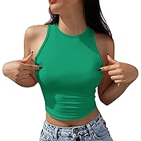 Womens Crop Tank Tops Summer 2024 Surf Sleeveless Soft Crewneck Blouse Cosy Soft Lightweight Fitted Sexy Casual Tops