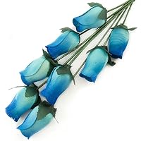 Blue Roses with Dark Blue Tips Bunch of 8 Closed Bud Wooden Roses for Crafts Custom Bouquets and Other DIY Projects. Choose Form Over 50 Colors.