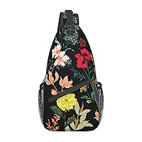 Colorful Boho Floral Sling Backpack Multipurpose Crossbody Bag Sling Bag Daypack For Travel Hiking Sports