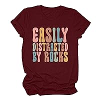 My Recent Orders Outlet Stores Women Tops 2024 Summer Casual T Shirts Funny Letter Print Novelty Shirt Loose Soft Crew Neck Blouses Cute Tee Top Black Of Friday Deals Now